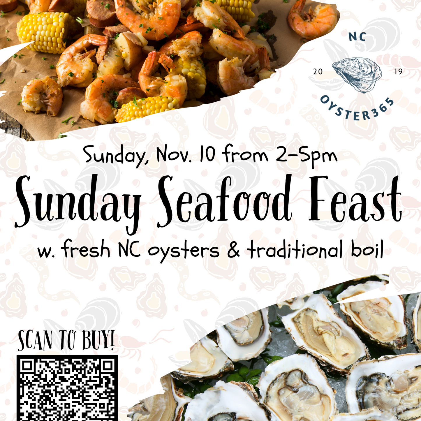 Sunday Seafood Feast w. NC Oysters and Traditional Boil